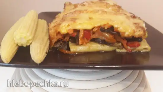 Запеканка из овощей, макарон и сыра