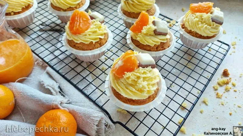 Мандариновые капкейки с мандариновым курдом и сливочным кремом (+видео)