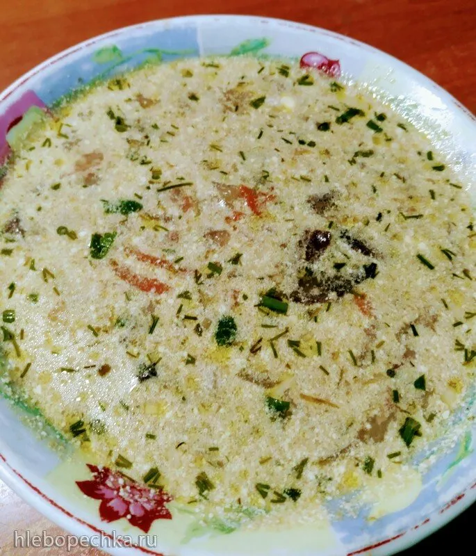 Грибной суп с кабачками и молоком