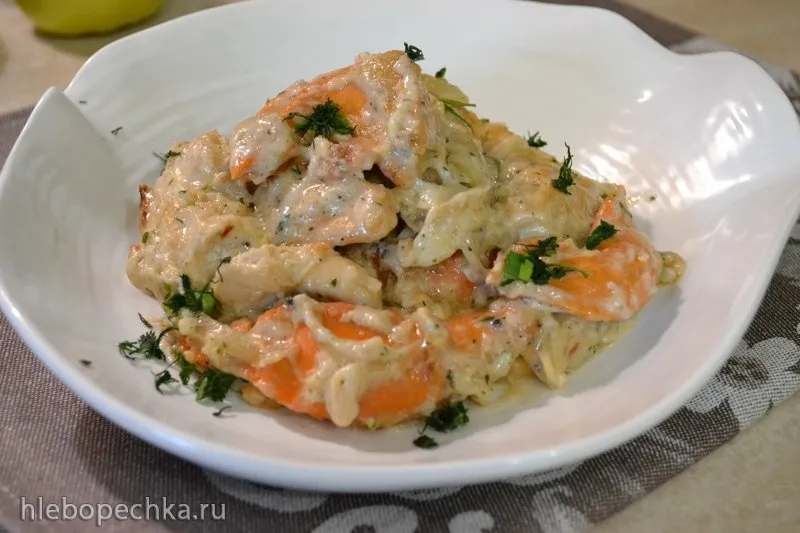 Гонады морского гребешка под сливочным соусом