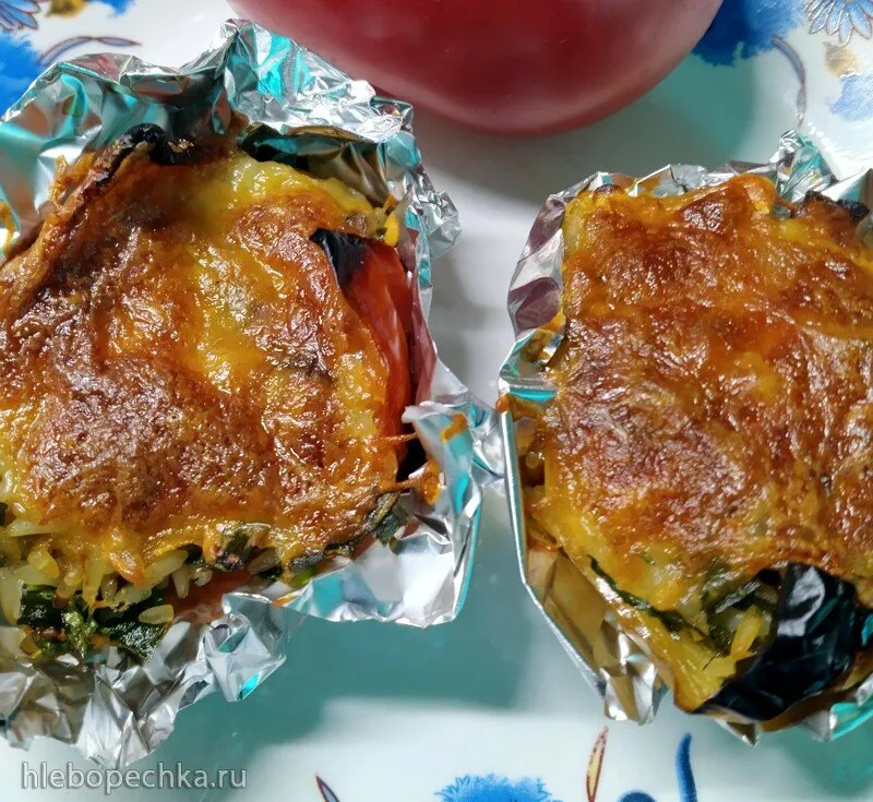 Болгарский перец, запечённый с рисом и овощами