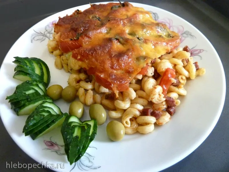 Пикантные макароны под сырной корочкой