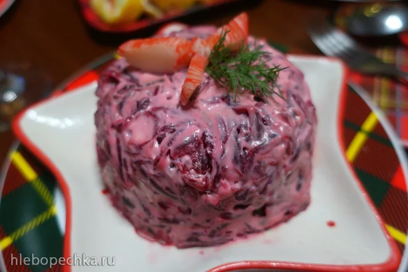 Селедка под шубой с крабовыми палочками