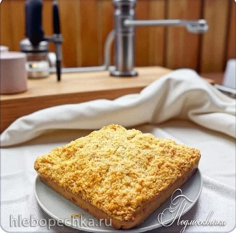Нежный пирог с грушами и миндалём