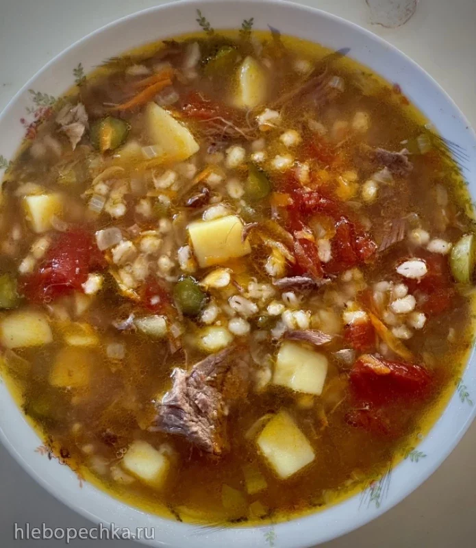 Рассольник на говяжьем бульоне