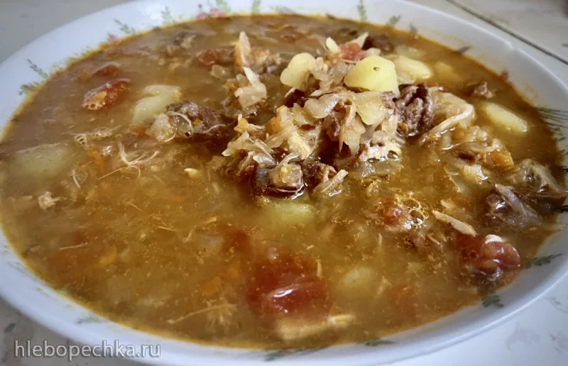 Щи суточные богатые из квашеной капусты.  Утиный бульон. Приварок. Скоромультиварка