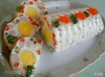 Праздничный салат-желе с овощами, ветчиной и яйцом