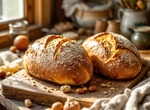 Один рецепт хлеба с 2 разными заквасками (геркулесовая и цельнозерновая)