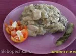 Куриная грудка с баклажанами и грибами,томлёная в сливках